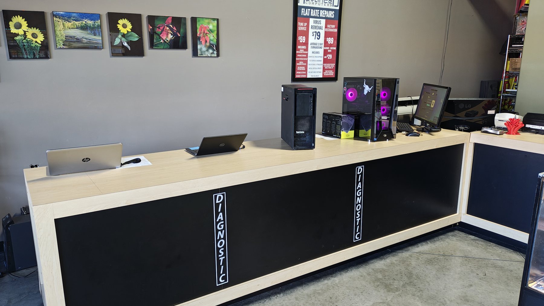 The service counter inside Advanced Computers, Pueblo West